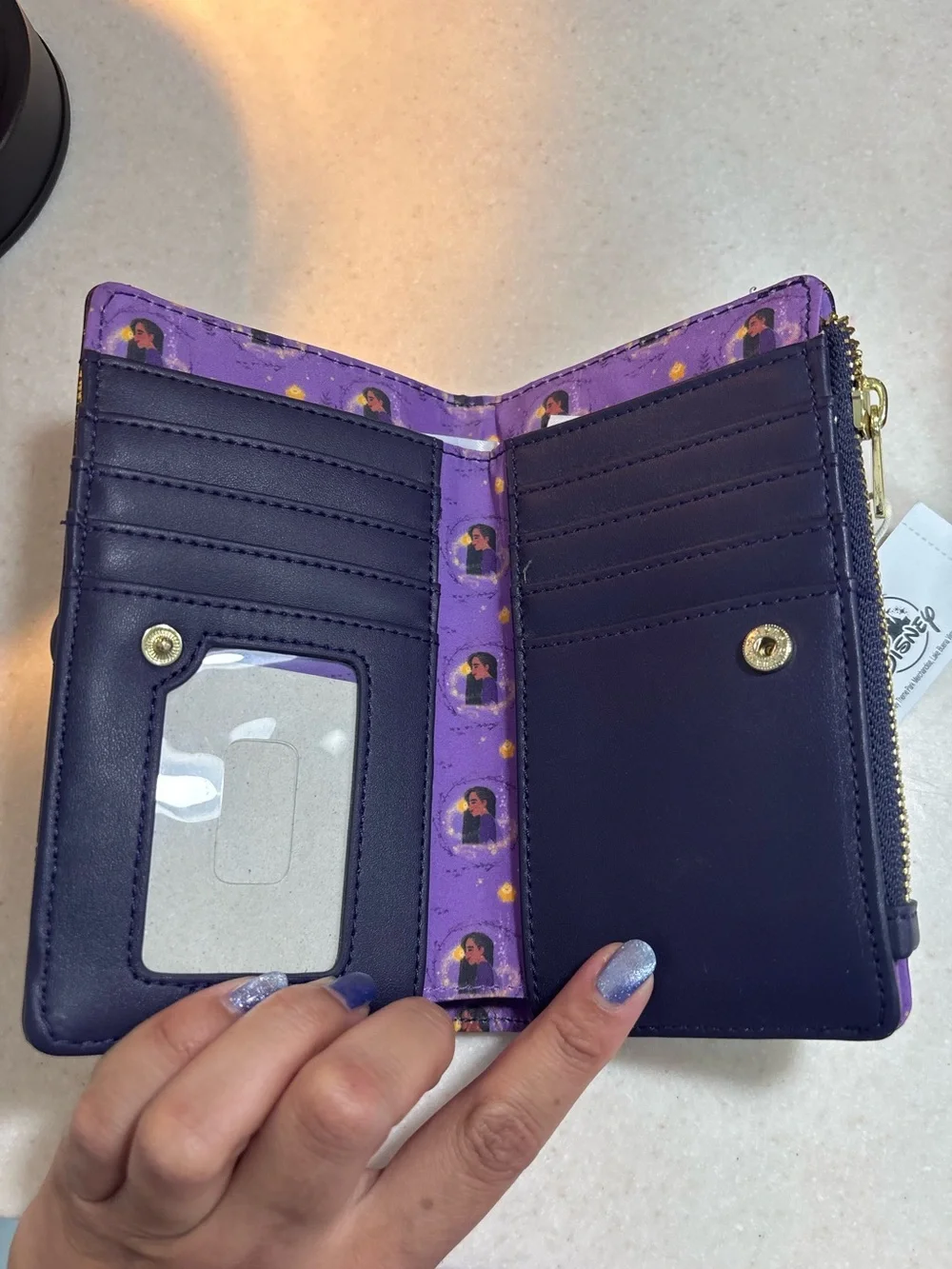 Disney Parks Loungefly Navy Wallet with Gold Star Dust